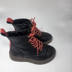 kids Tucker + Tate Kids Combat Boots Black Red Laces Size 9 Toddler Zip Boots